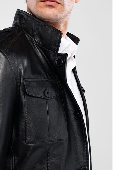  Tamer Tanca Erkek Hakiki Deri Siyah Deri Mont