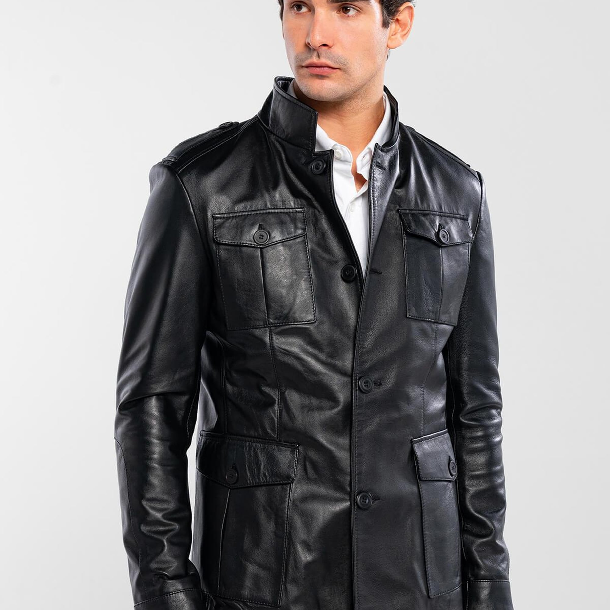 Tamer Tanca Erkek Hakiki Deri Siyah Deri Mont