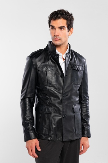  Tamer Tanca Erkek Hakiki Deri Siyah Deri Mont