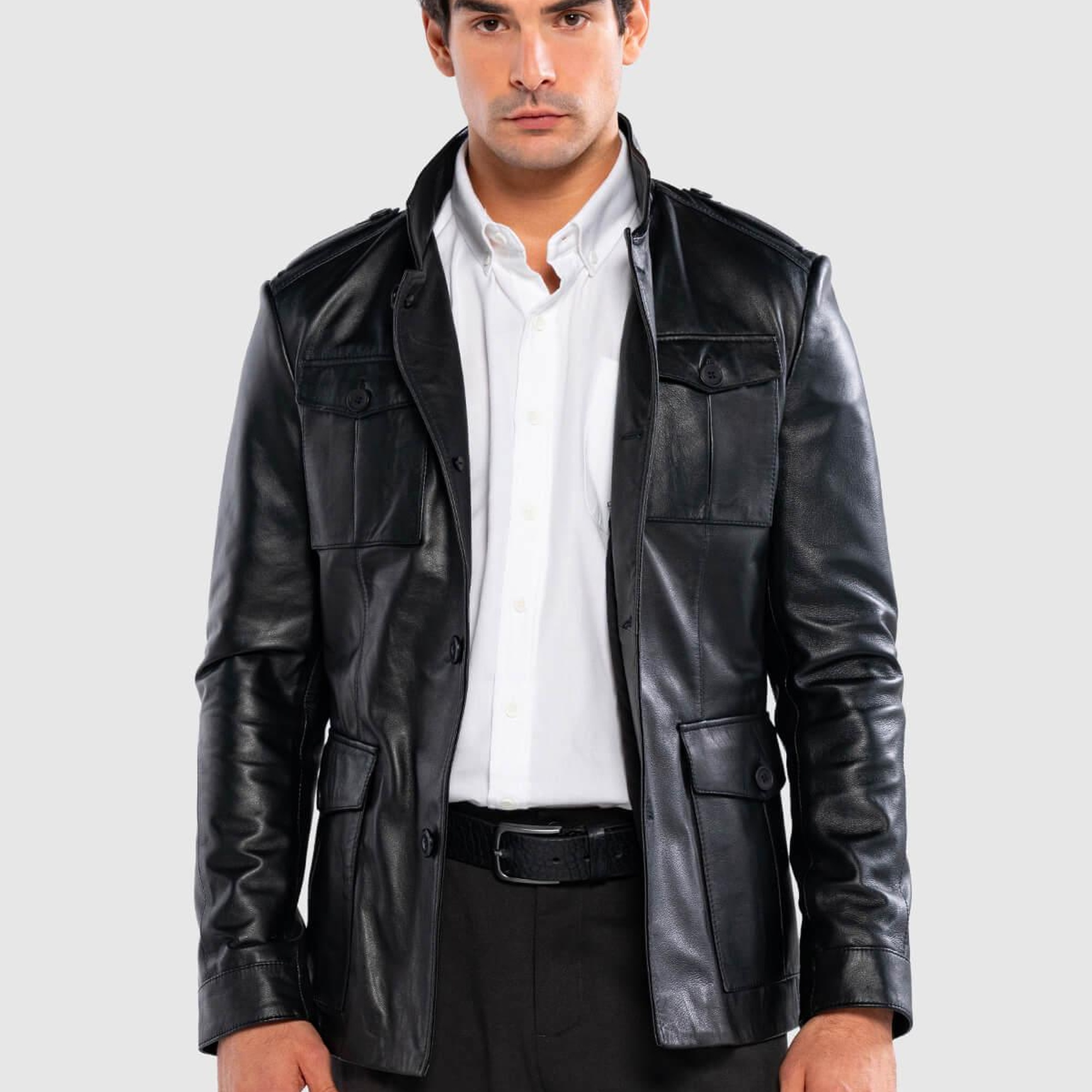 Tamer Tanca Erkek Hakiki Deri Siyah Deri Mont