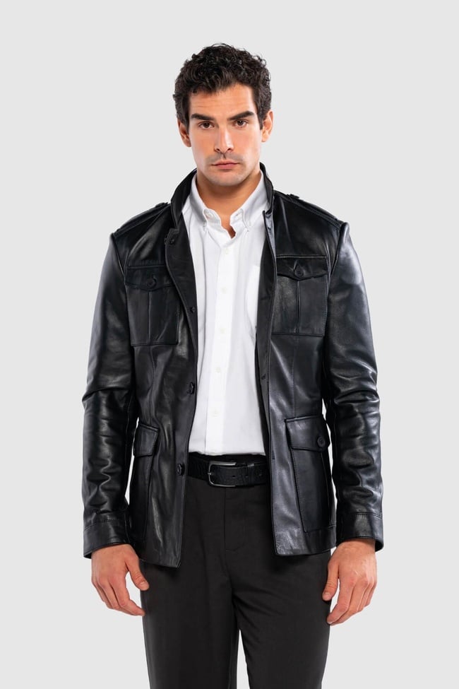  Tamer Tanca Erkek Hakiki Deri Siyah Deri Mont