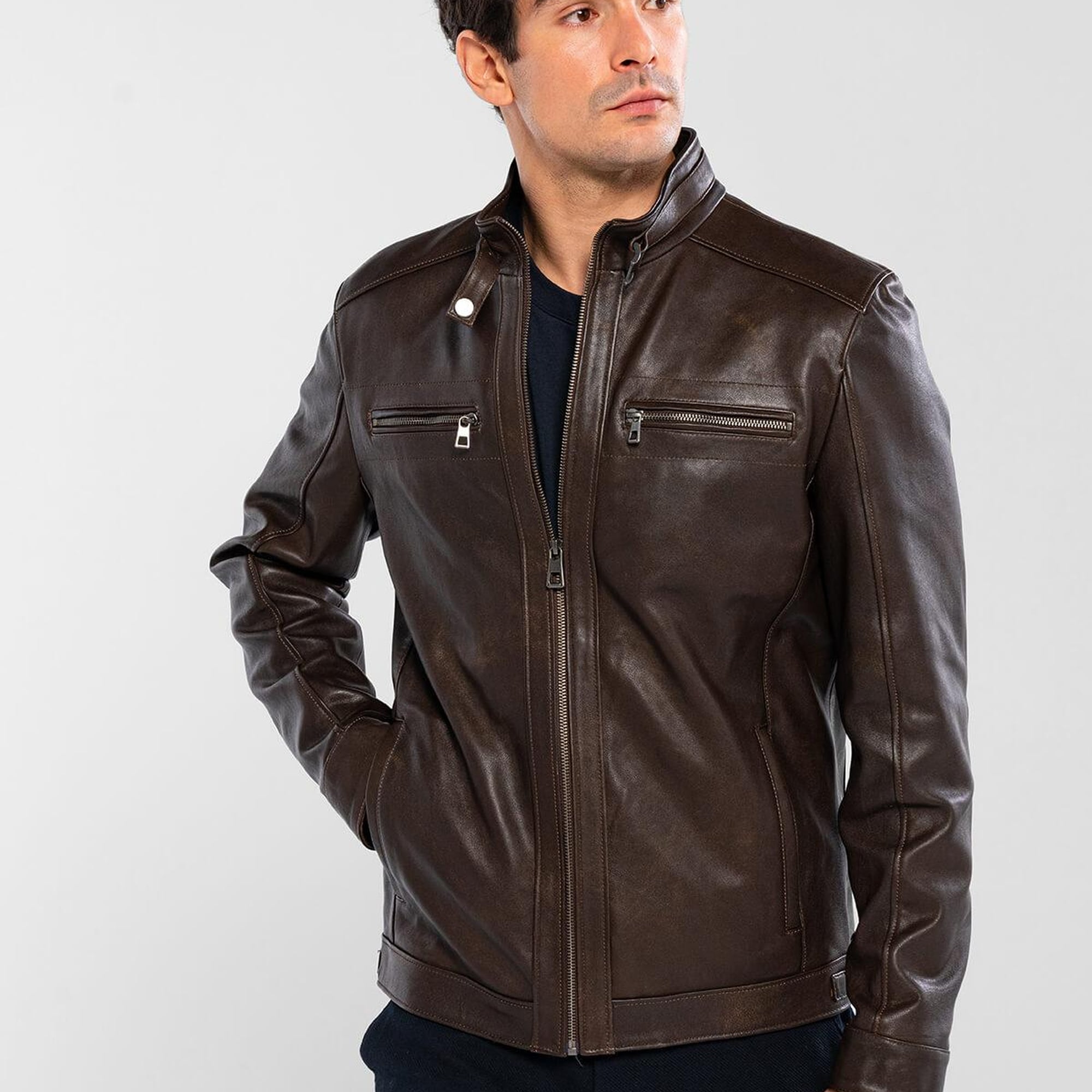 Tamer Tanca Erkek Hakiki Deri Viski Eskitme Deri Mont