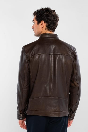 Tamer Tanca Erkek Hakiki Deri Viski Eskitme Deri Mont