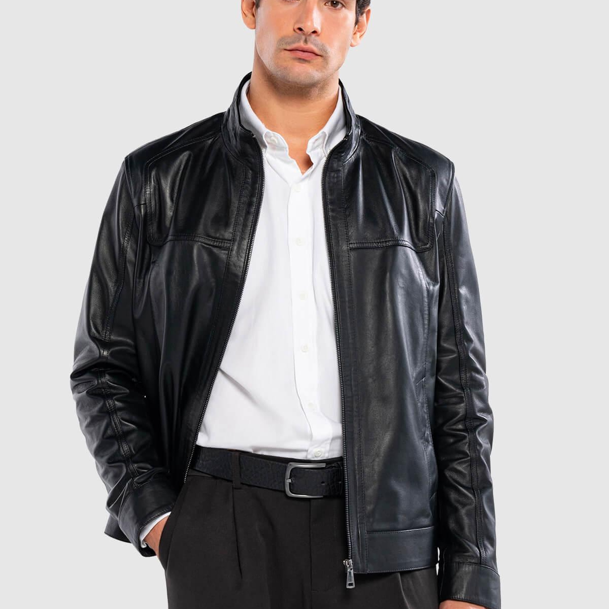 Tamer Tanca Erkek Hakiki Deri Siyah Deri Mont