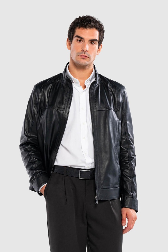  Tamer Tanca Erkek Hakiki Deri Siyah Deri Mont