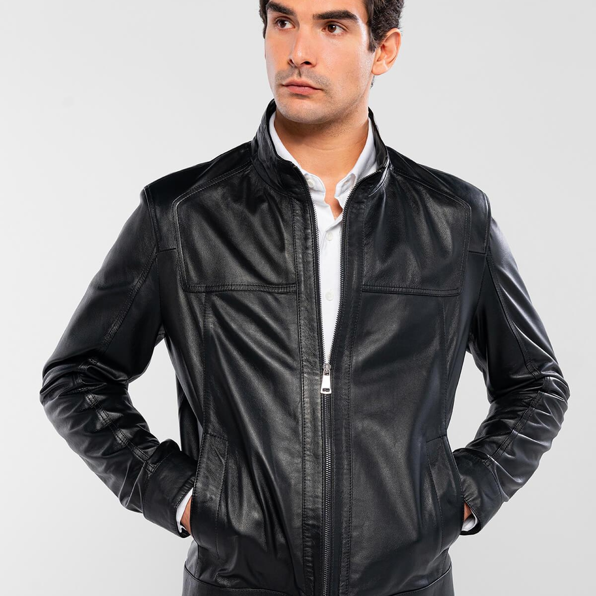 Tamer Tanca Erkek Hakiki Deri Siyah Deri Mont