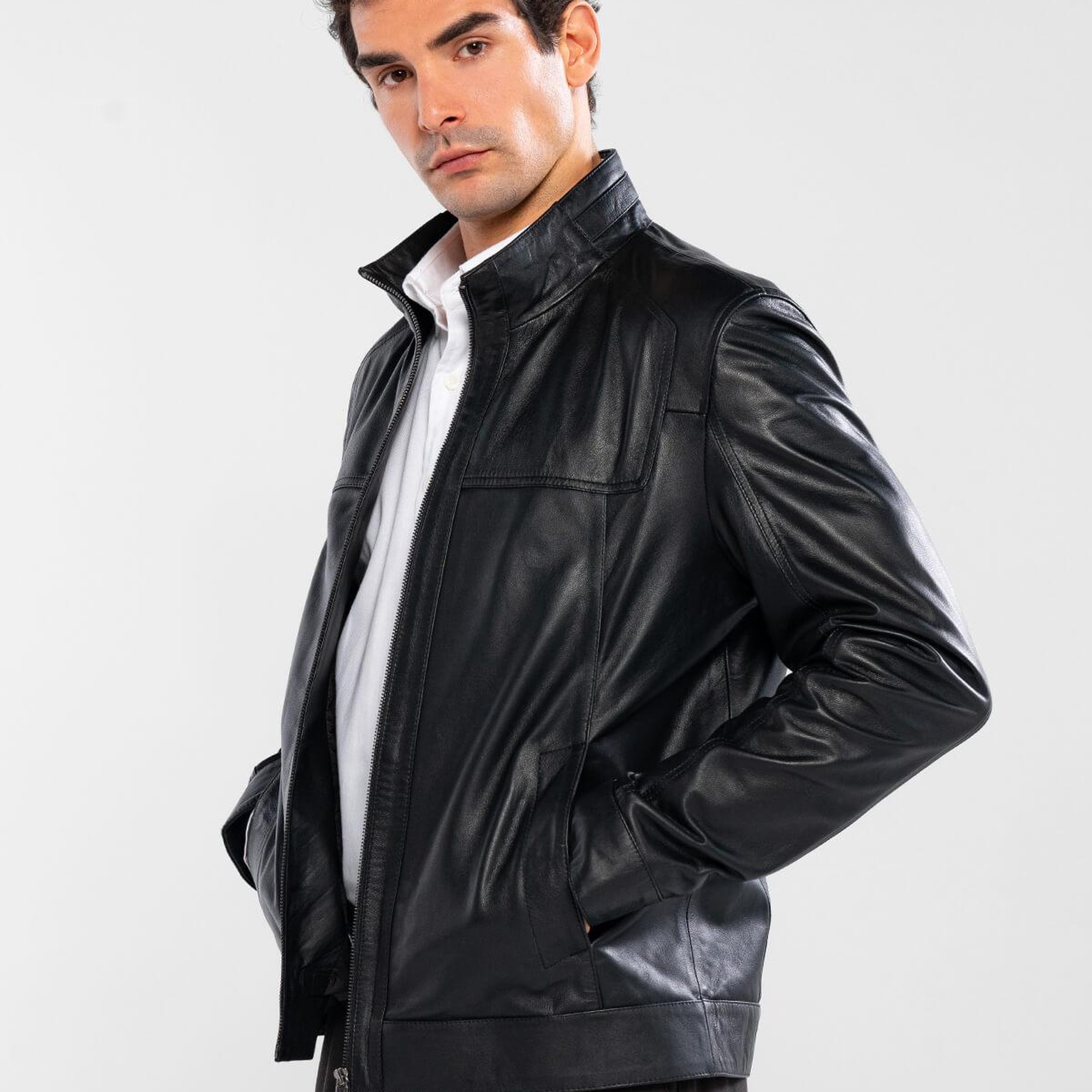 Tamer Tanca Erkek Hakiki Deri Siyah Deri Mont