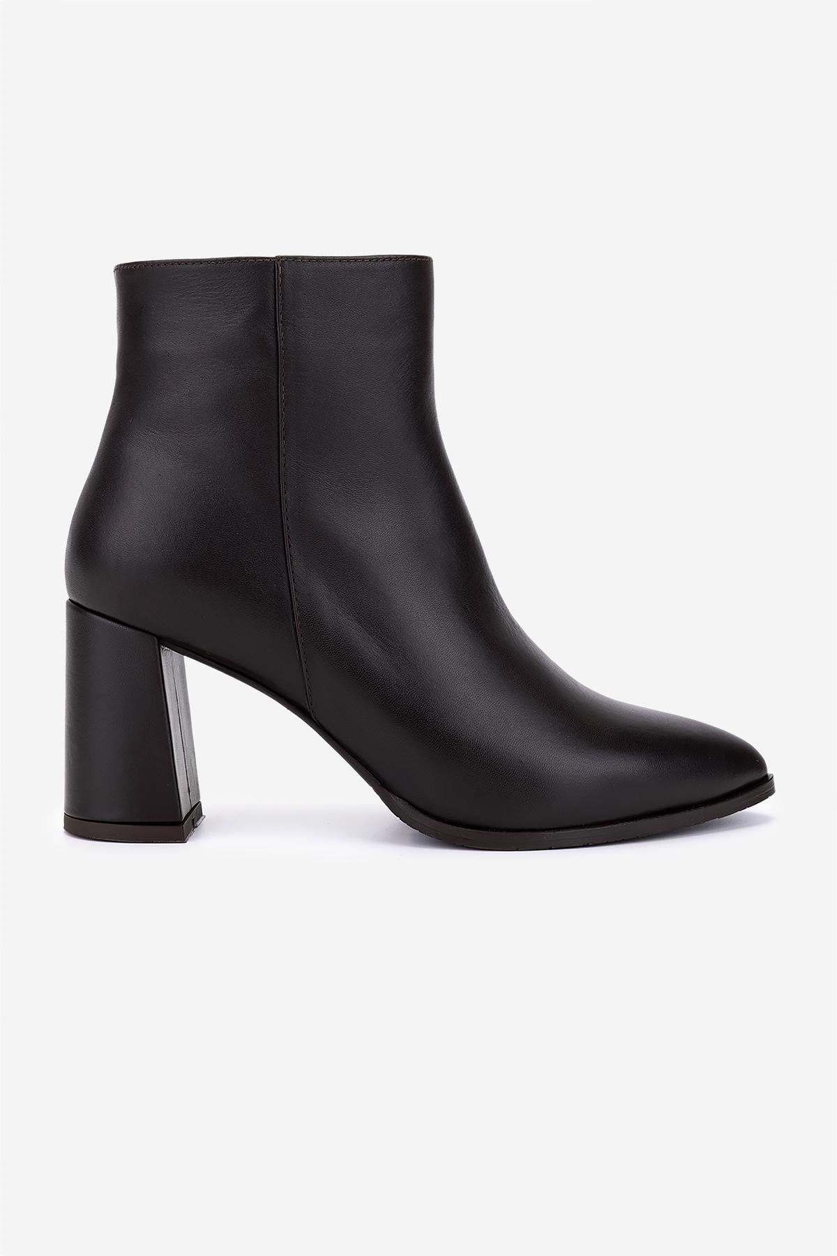  Valmenti Kadın Hakiki Deri Kahverengi Topuklu Bot