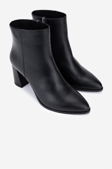  Valmenti Kadın Hakiki Deri Siyah Deri Topuklu Bot