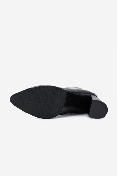  Valmenti Kadın Hakiki Deri Siyah Deri Topuklu Bot