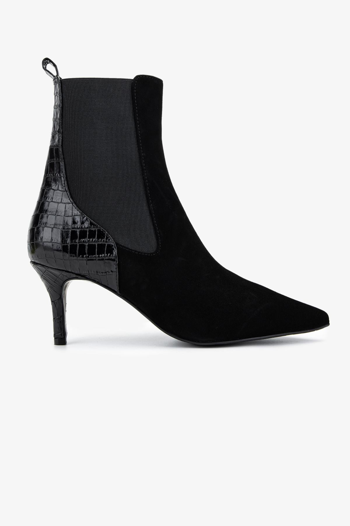  Valmenti Kadın Hakiki Deri Siyah Topuklu Bot