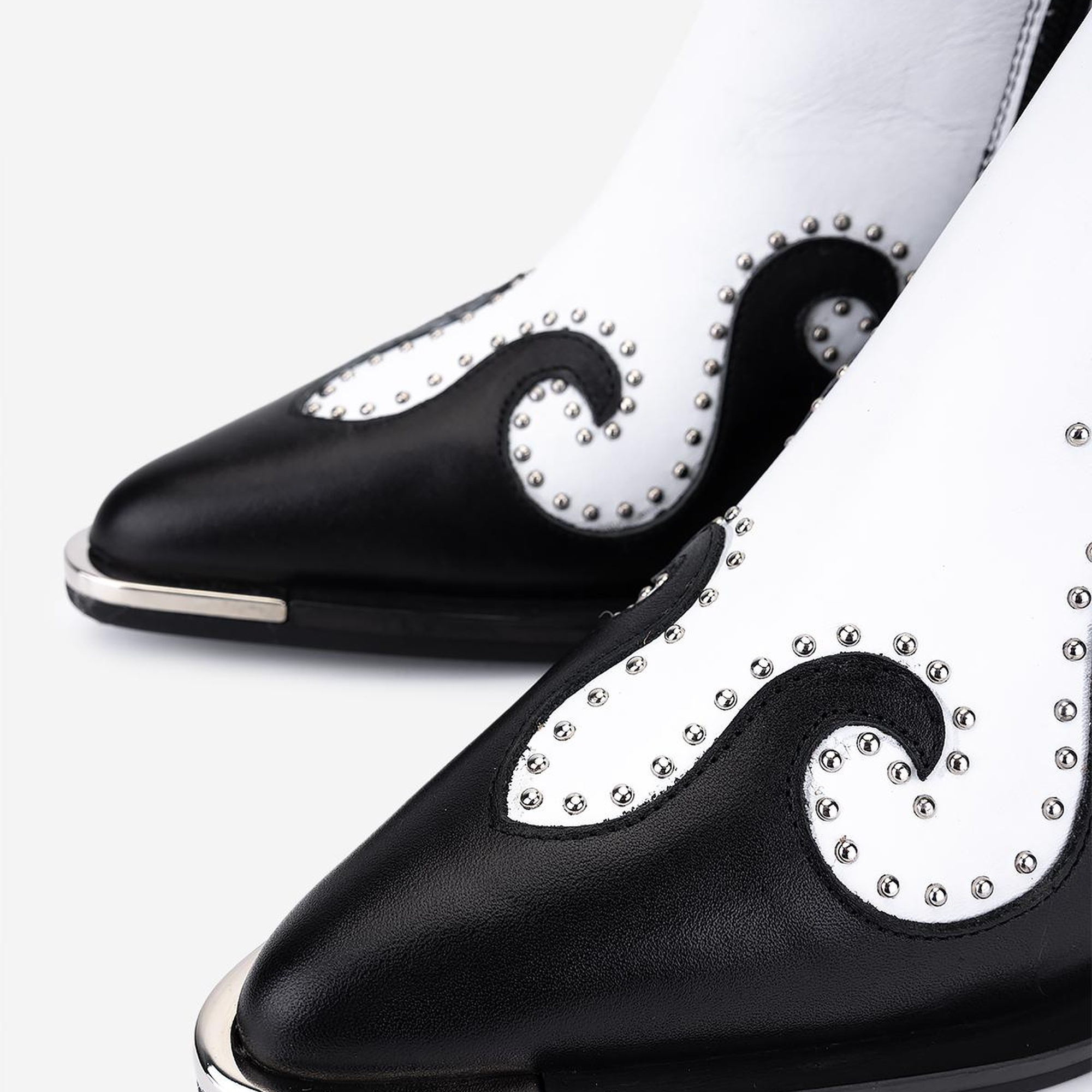 Valmenti Kadın Hakiki Deri Siyah/Beyaz Western Bot