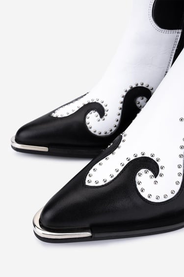  Valmenti Kadın Hakiki Deri Siyah/Beyaz Western Bot