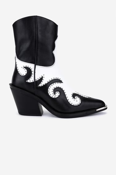  Valmenti Kadın Hakiki Deri Siyah/Beyaz Western Bot