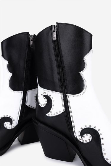  Valmenti Kadın Hakiki Deri Siyah/Beyaz Western Bot