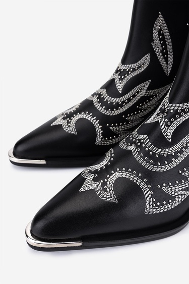  Valmenti Kadın Hakiki Deri Siyah Western Bot