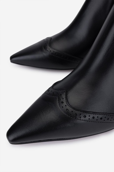  Valmenti Kadın Hakiki Deri Siyah Topuklu Bot