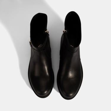  Kadın Siyah Metal Aksesuarlı Deri Bot