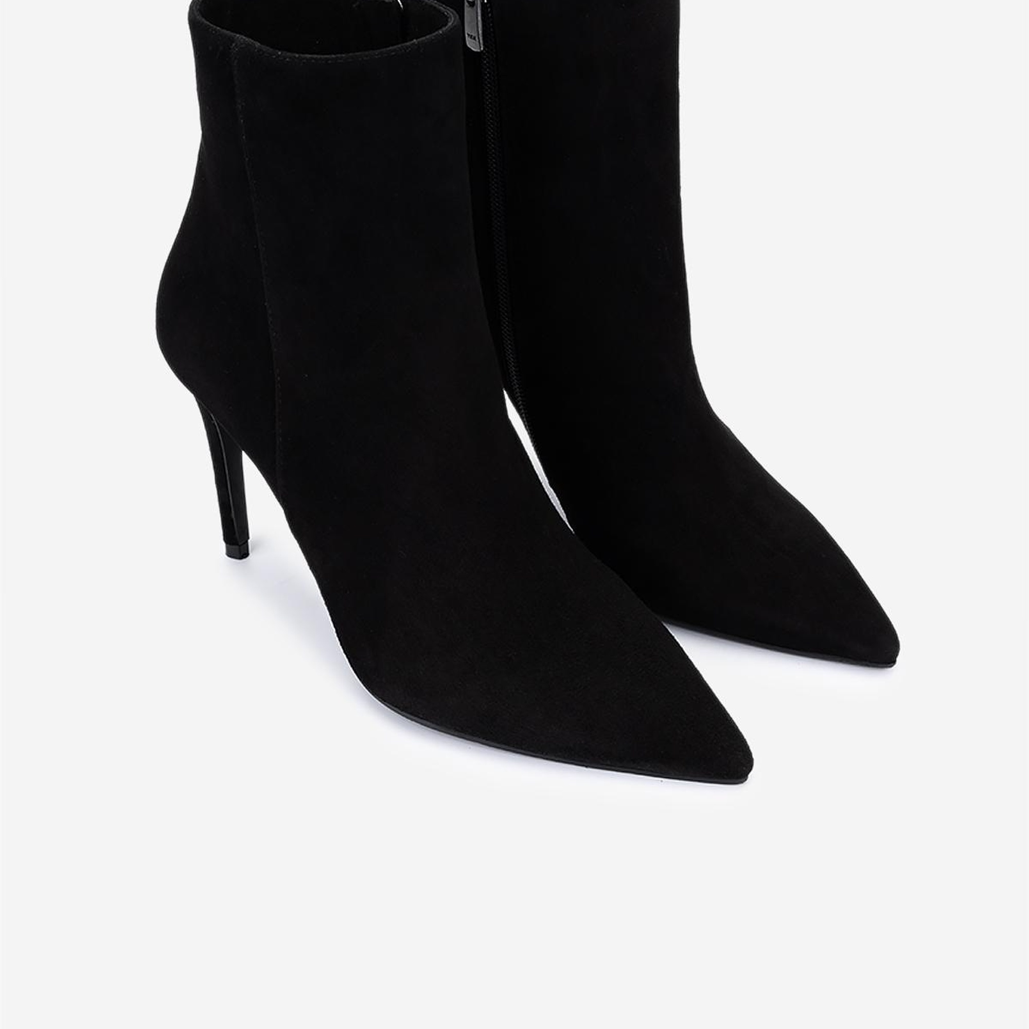 Valmenti Kadın Hakiki Deri Siyah Süet Topuklu Bot