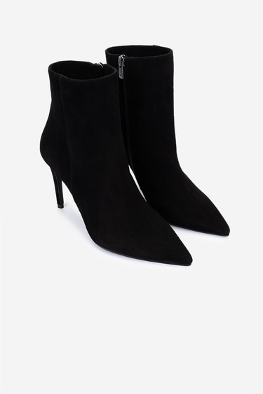 Valmenti Kadın Hakiki Deri Siyah Süet Topuklu Bot