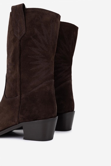  Valmenti Kadın Hakiki Deri Kahverengi Süet Western Bot