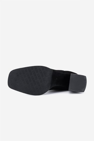  Valmenti Kadın Hakiki Deri Siyah Süet Topuklu Bot