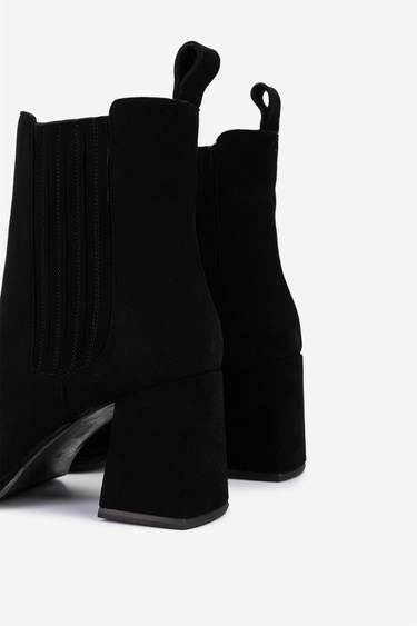  Valmenti Kadın Hakiki Deri Siyah Süet Topuklu Bot