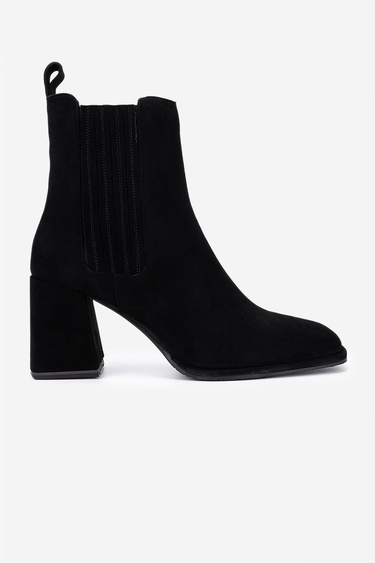  Valmenti Kadın Hakiki Deri Siyah Süet Topuklu Bot