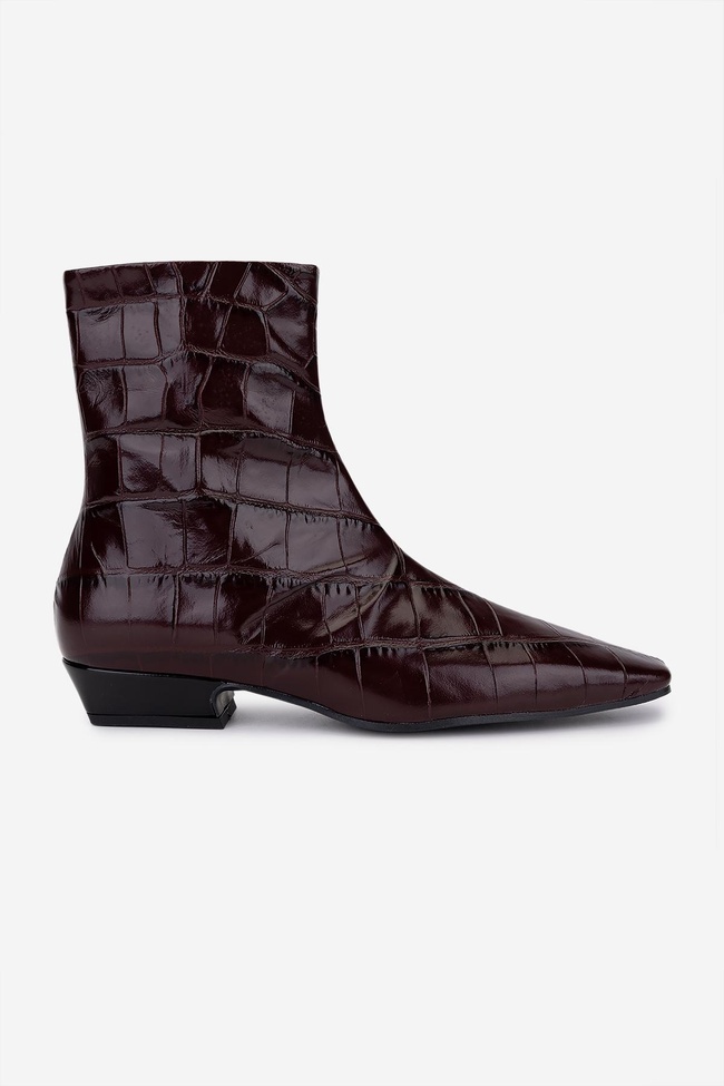  Valmenti Kadın Hakiki Deri Bordo Topuklu Bot