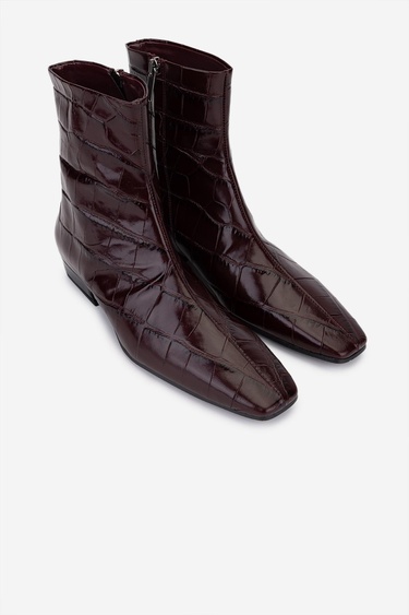  Valmenti Kadın Hakiki Deri Bordo Topuklu Bot