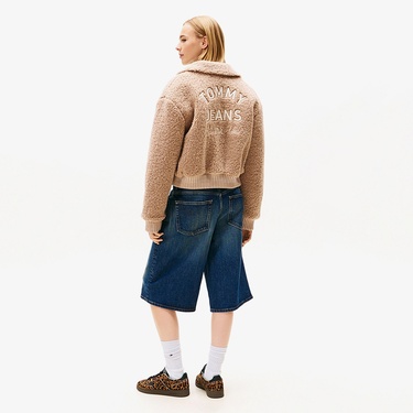  Tommy Hilfiger Padded Cropped Puffer Kadın Kahverengi Ceket