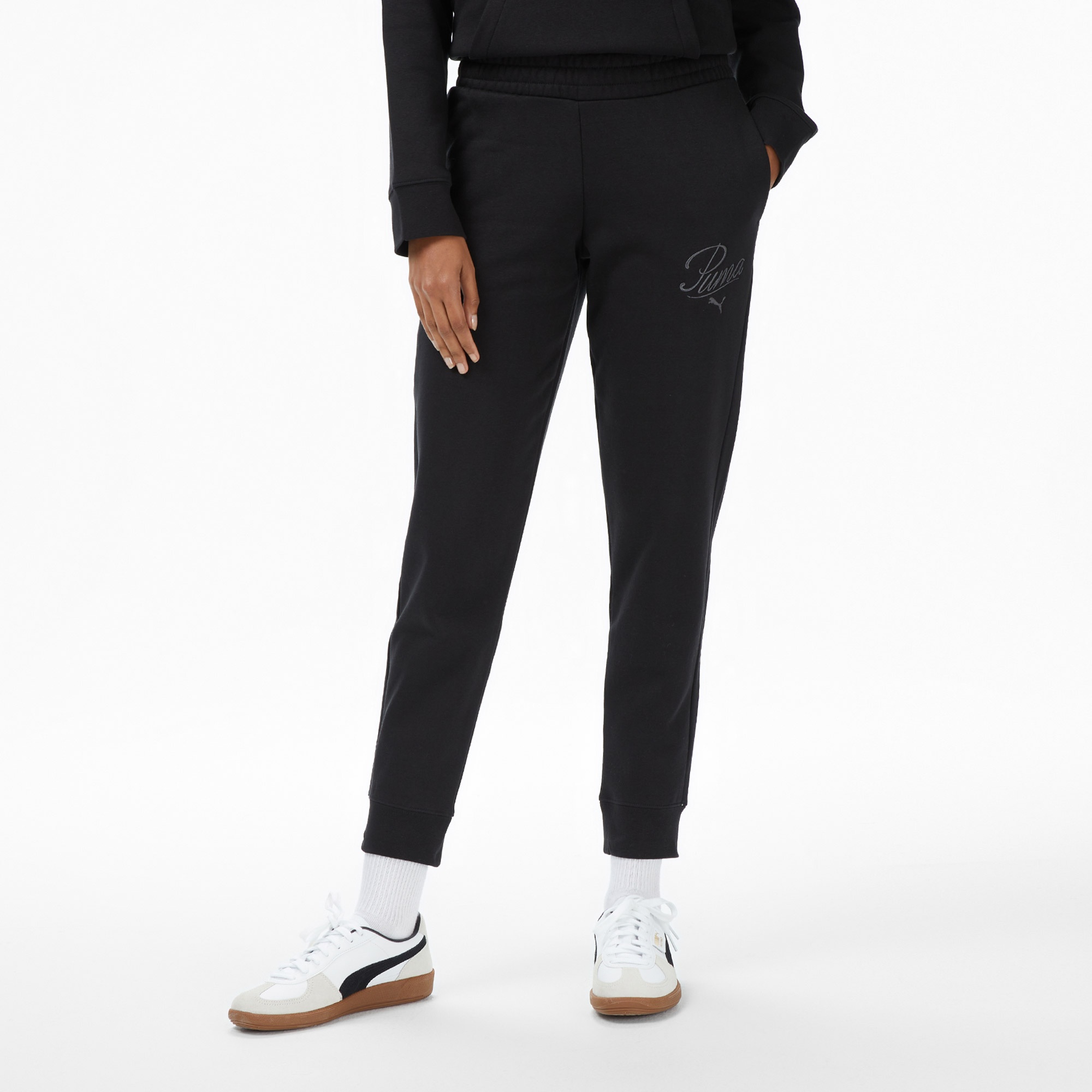 Puma Ess Scrıpt Sweat Kadın Siyah Pantolon