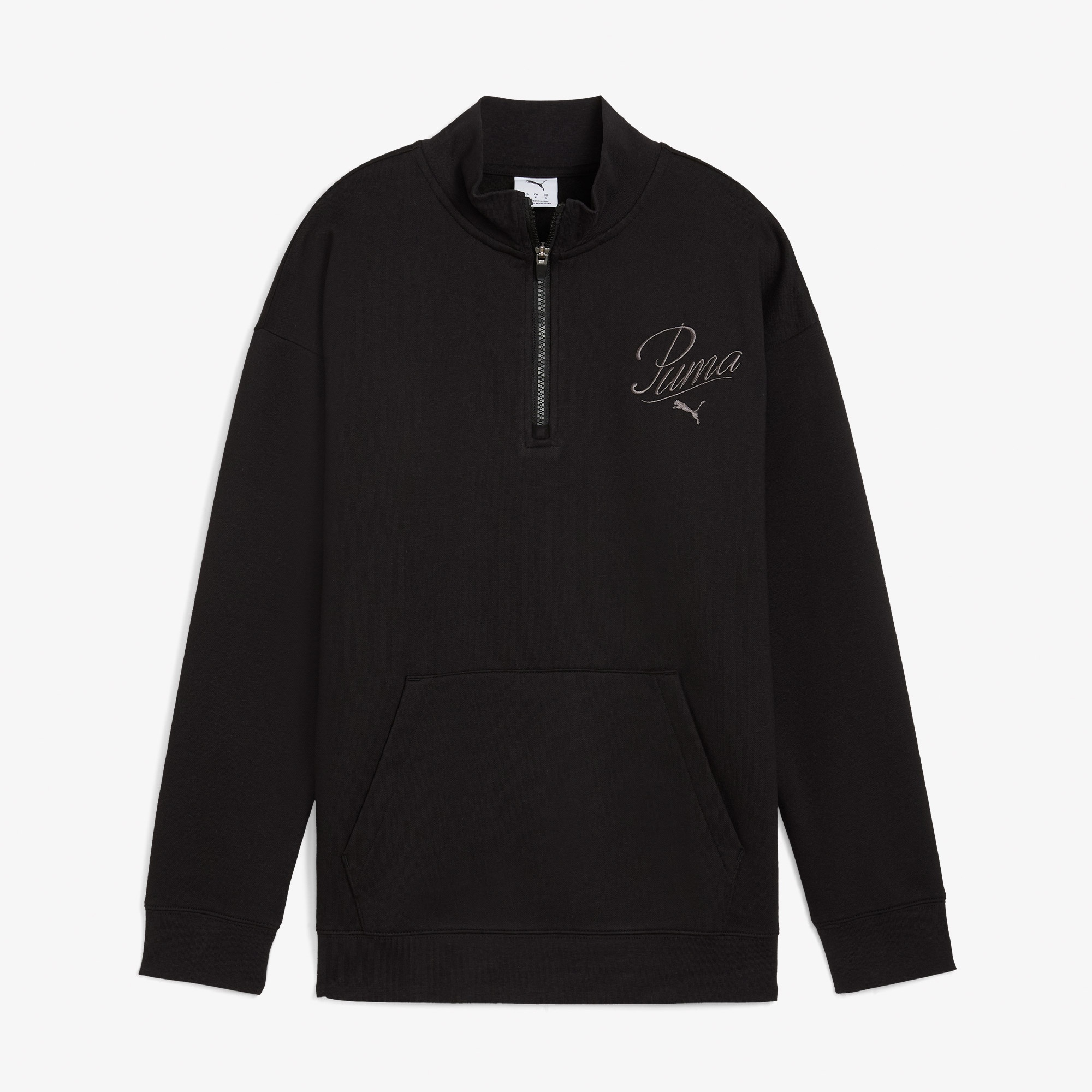 Puma Ess Scrıpt Half-Zip Crew Kadın Siyah Sweatshirt