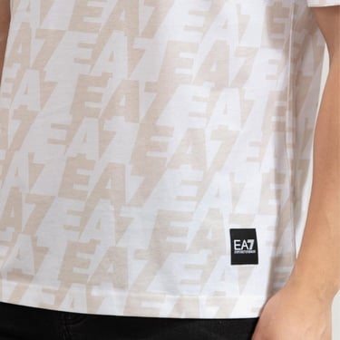  Emporio Armani Train Logo Erkek Beyaz T-Shirt