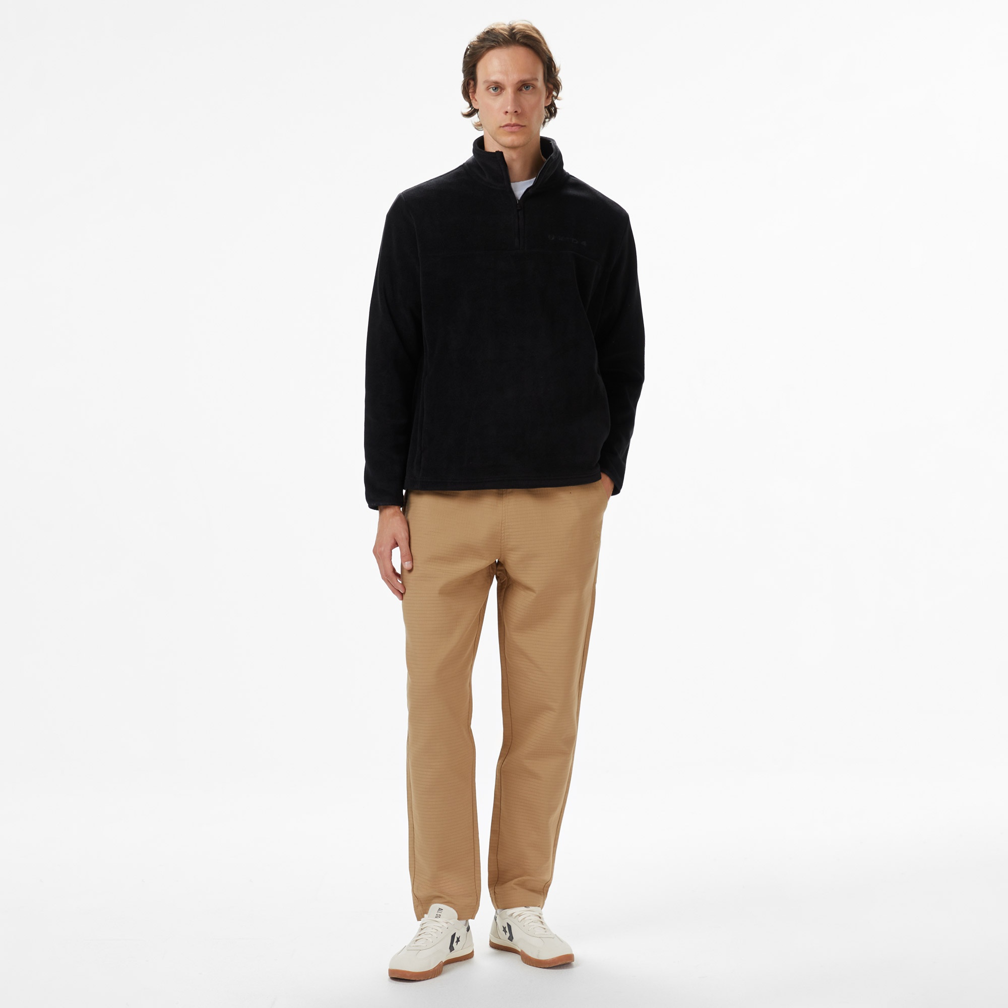 UNITED4 Erkek Siyah Half Zip Sweatshirt