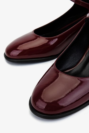  Valmenti Kadın Suni Deri Bordo Rugan Topuklu Ayakkabı