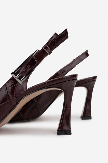  Valmenti Kadın Hakiki Deri Bordo Topuklu Ayakkabı