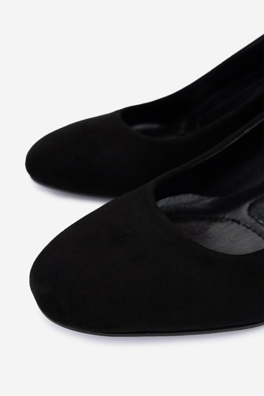  Valmenti Kadın Hakiki Deri Siyah Süet Topuklu Ayakkabı