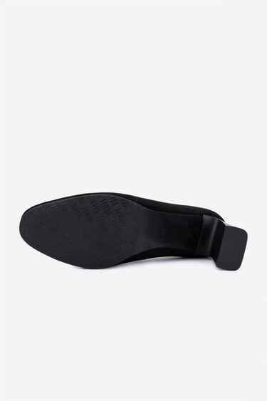  Valmenti Kadın Hakiki Deri Siyah Süet Topuklu Ayakkabı