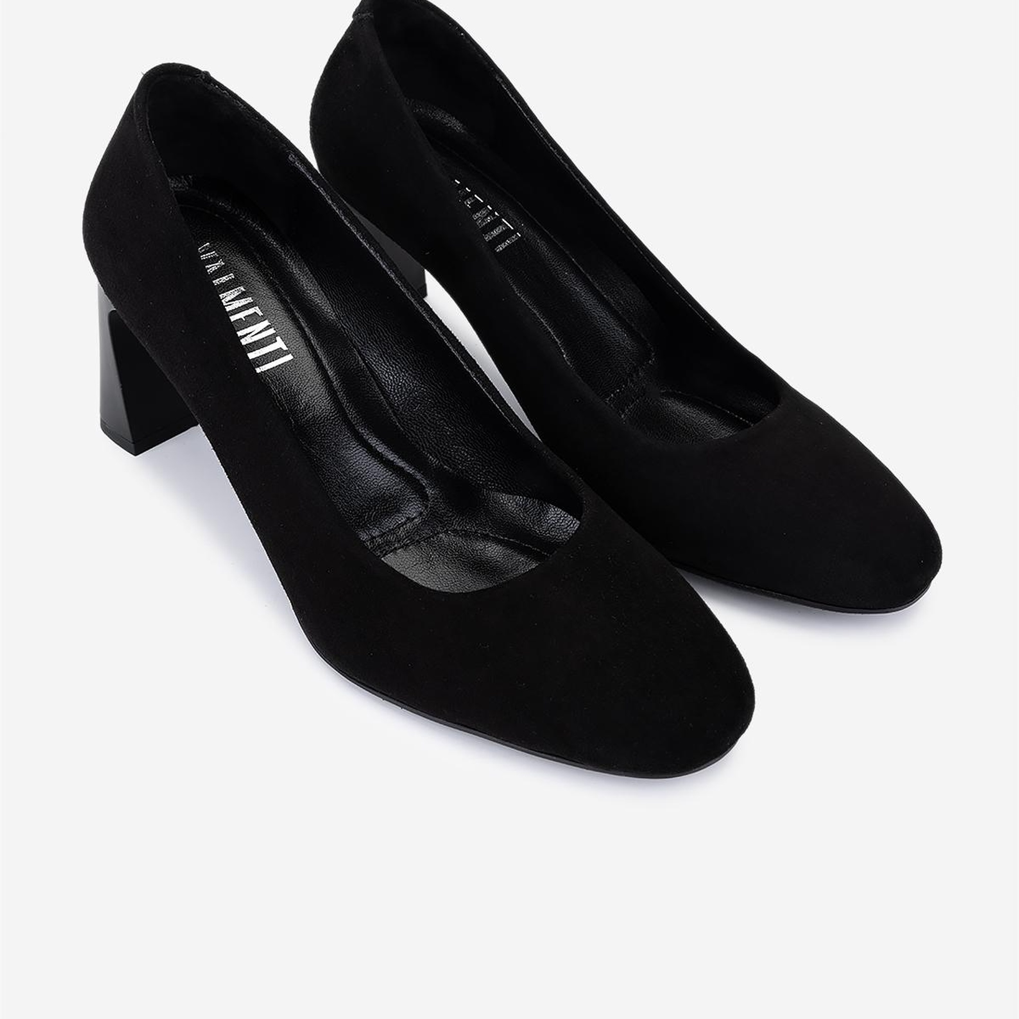 Valmenti Kadın Hakiki Deri Siyah Süet Topuklu Ayakkabı