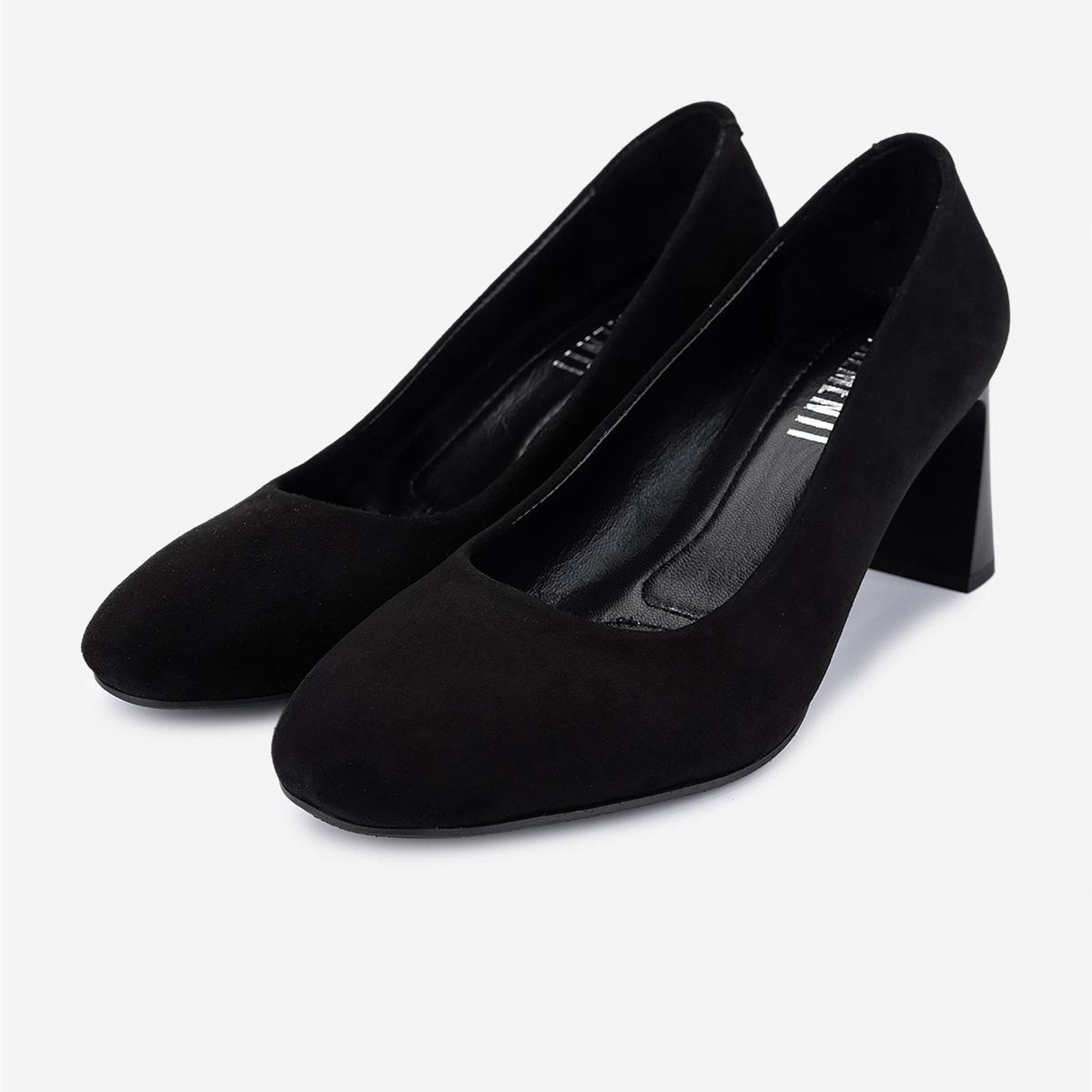 Valmenti Kadın Hakiki Deri Siyah Süet Topuklu Ayakkabı