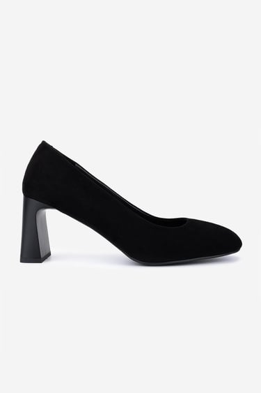  Valmenti Kadın Hakiki Deri Siyah Süet Topuklu Ayakkabı