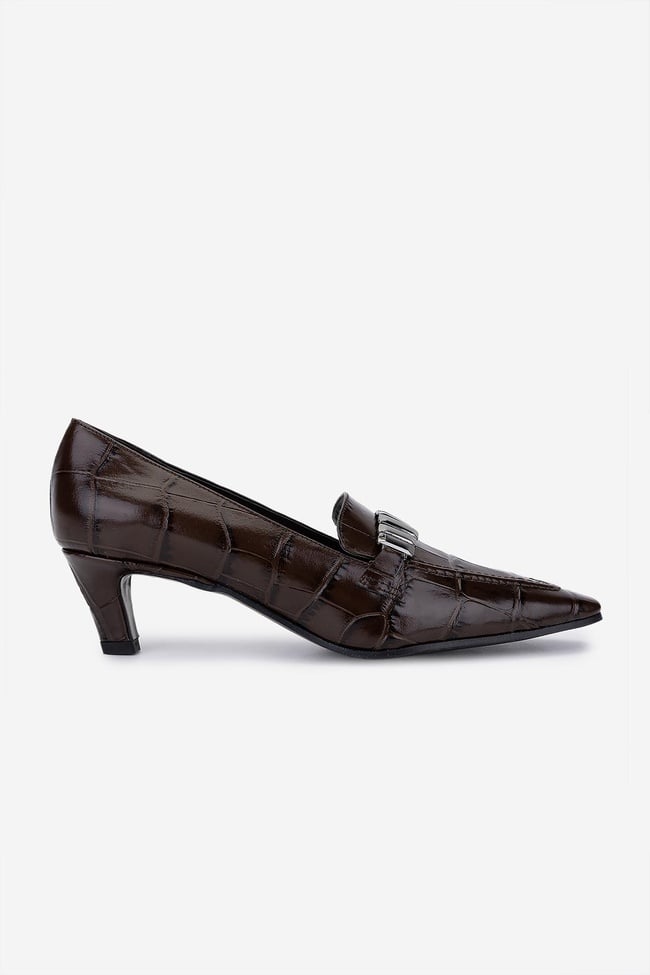  Valmenti Kadın Hakiki Deri Kahverengi Topuklu Ayakkabı