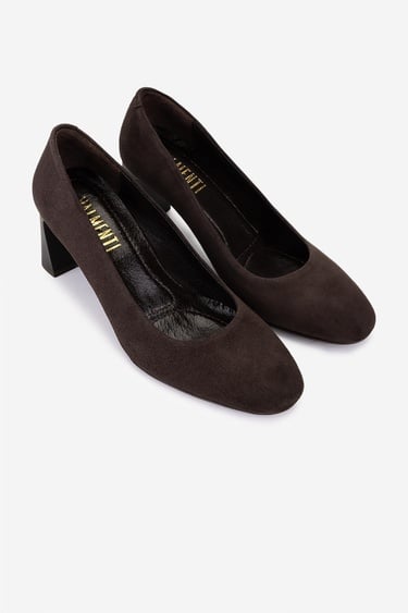  Valmenti Kadın Hakiki Deri Kahverengi Süet Topuklu Ayakkabı