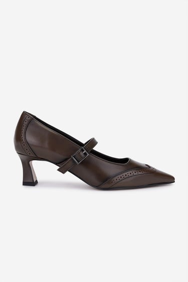  Valmenti Kadın Hakiki Deri Kahverengi Topuklu Ayakkabı