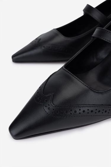  Valmenti Kadın Hakiki Deri Siyah Topuklu Ayakkabı