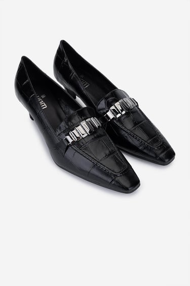  Valmenti Kadın Hakiki Deri Siyah Topuklu Ayakkabı