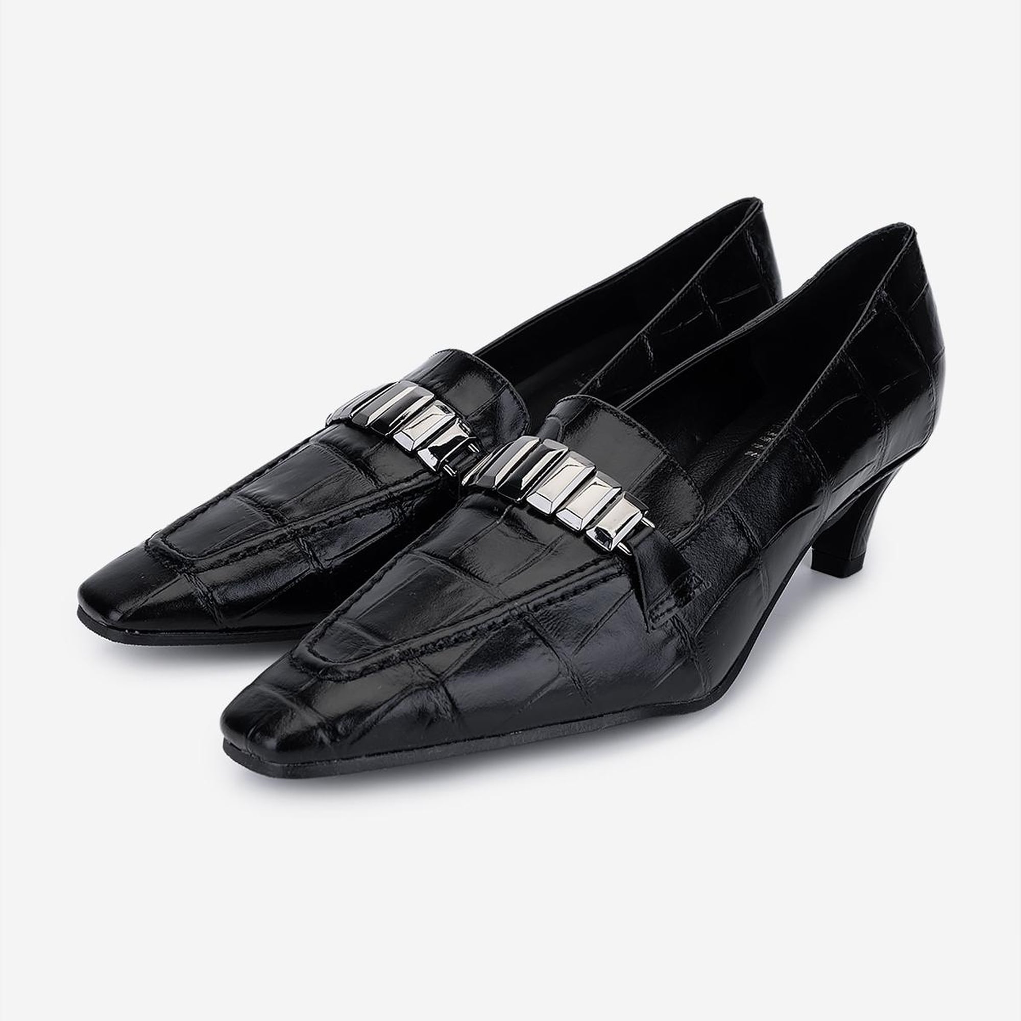 Valmenti Kadın Hakiki Deri Siyah Topuklu Ayakkabı