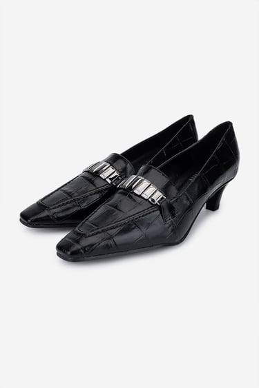  Valmenti Kadın Hakiki Deri Siyah Topuklu Ayakkabı