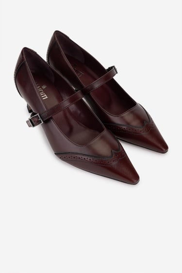  Valmenti Kadın Hakiki Deri Bordo Topuklu Ayakkabı